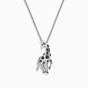 EFFY Safari Sterling Silver Giraffe Pendant Necklace with Black Diamonds
